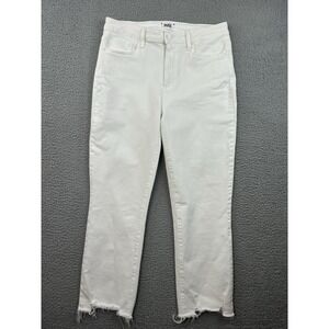 Paige Cindy Crop Jeans Womens Size 30 Crisp White Distressed Hem 31x26